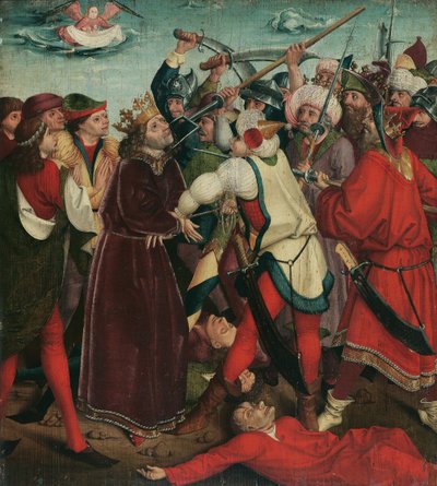 Męczeństwo św. Oswalda w bitwie pod Maserfield, c. 1480-1485. autorstwa Master of the Oswald legend