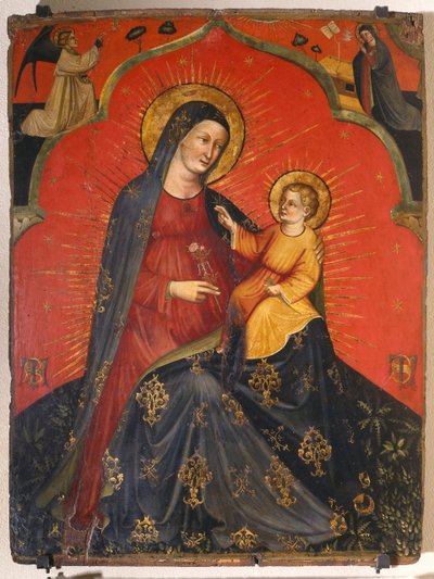 Madonna z Dzieciątkiem i Zwiastowaniem, c.1390 (tempera na panelu) autorstwa Master of the Pesaro Crucifix