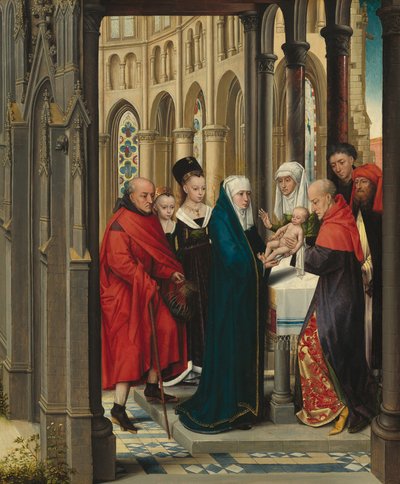 Ofiarowanie w świątyni, c. 14701480. autorstwa Master of the Prado Adoration of