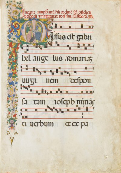 Karta rękopisu ze św. Janem Ewangelistą i św. Janem Chrzcicielem..., II poł. autorstwa Master of the Riccardiana Lactantius