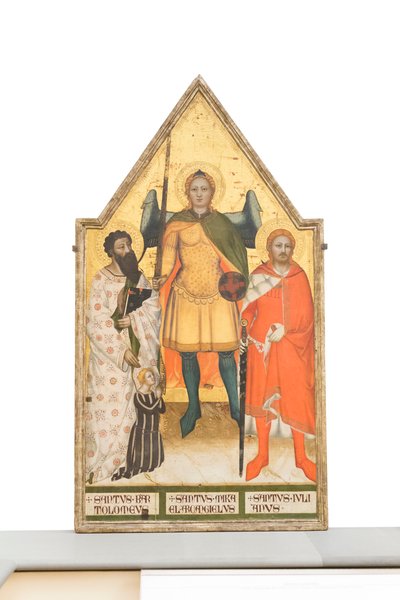 Święty Michał Archanioł, Bartłomiej, Julian i darczyńca, ok. 1360-1365 (panel) autorstwa Master of the Rinuccini Chapel