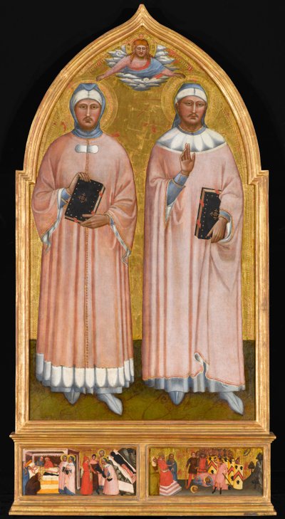 Św. Kosma i Damian, ok. 1370-1375 (tempera i złote liście na płycie) autorstwa Master of the Rinuccini Chapel