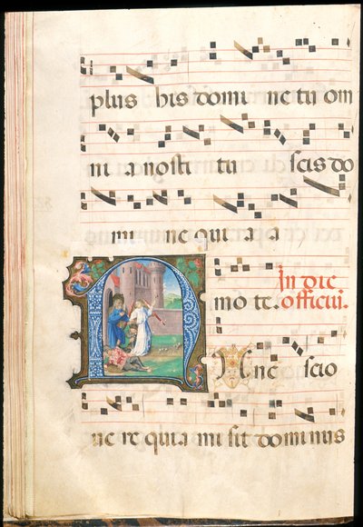 Św. Piotr wyzwolony z więzienia, f.58v ze stopniowego, koniec XV w. (atrament, tempera i złoto płatkowe na pergaminie) autorstwa Master of the Saluces Hours (attr. to)