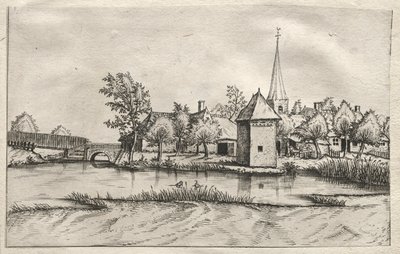 Widoki wiosek w Brabancji i Campine: wioska z fosą 1561. autorstwa Master of the Small Landscapes
