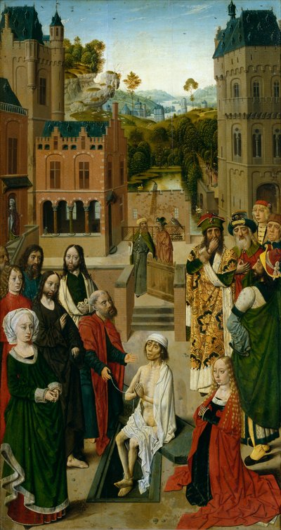 Wskrzeszenie Łazarza (tempera na płycie) autorstwa Master of the Tiburtine Sibyl