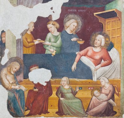 Narodziny Chrzciciela, pierwsza połowa XIV wieku (wolnostojący fresk) autorstwa Master of the Urbino Coronation