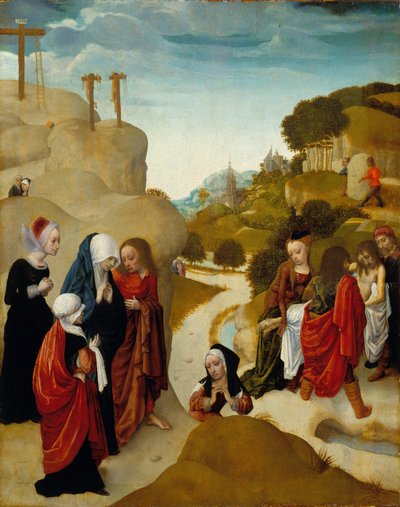 Złożenie Chrystusa do grobu, ok. 1490 (olej na płycie) autorstwa Master of the Virgo Inter Virgines