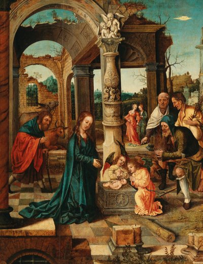 Mistrz Von Groote - Adoracja przez pasterzy autorstwa Master of the von Groote Adoration