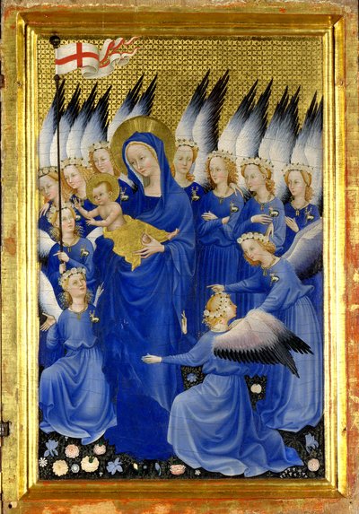 Dziewica z Dzieciątkiem i aniołami (prawy panel wewnętrzny dyptyku Wilton) autorstwa Master of the Wilton Diptych