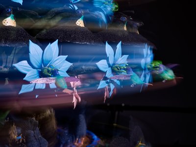 The Centrifugal Soul, 2016 (akryl, aluminium, stal, oświetlenie LED, silnik, obwody elektroniczne, żywica i farba) autorstwa Mat Collishaw