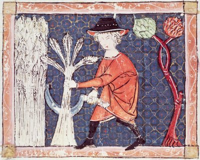 Fol.58v Lipiec: Żniwa autorstwa Matfre Ermengaut