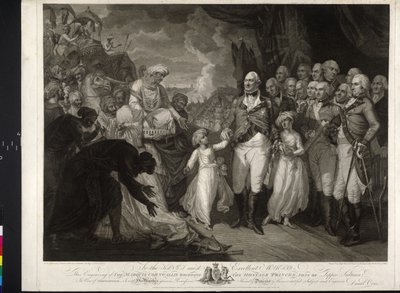 Maquris Cornwallis z dwoma indyjskimi książętami autorstwa Mather Brown