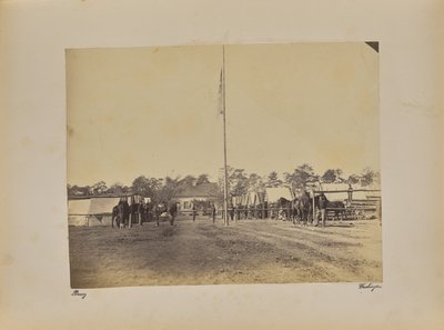 Fort Brady, 1. artyleria stanu Connecticut. Budowa kwater zimowych autorstwa Mathew B. Brady