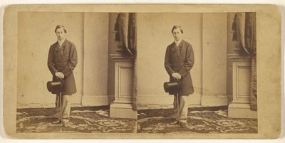 [Niezidentyfikowany młody mężczyzna stojący z cylindrem i laską] autorstwa Mathew B. Brady