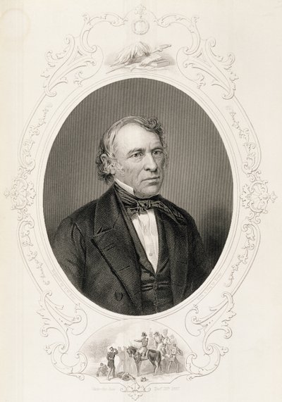 Generał Zachary Taylor, z „Historii Stanów Zjednoczonych”, tom. II, Charles Mackay, grawerowane przez T. W. Hunta z dagerotypu autorstwa Mathew B. Brady