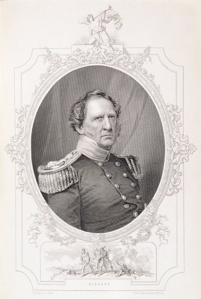 Winfield Scott (1786-1866) z „Historii Stanów Zjednoczonych”, tom. II, autorstwa Charlesa Mackay, grawerowane przez Charlesa Holla z dagerotypu autorstwa Mathew B. Brady
