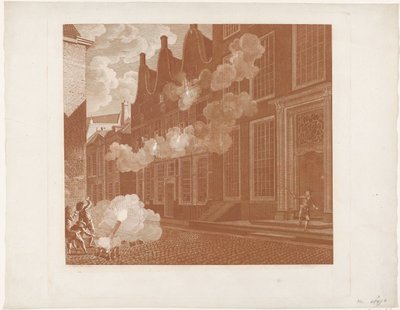Ostrzał domu Lucasa van Stevenincka, 1787 autorstwa Mathias de Sallieth