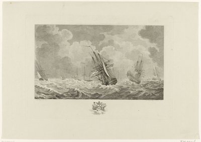 Holenderska flota podczas burzy, 1784 autorstwa Mathias de Sallieth