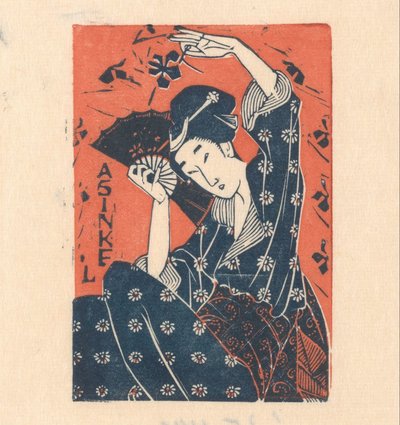 Kartka reklamowa od A. Sinkela z Japonką autorstwa Mathieu Lauweriks