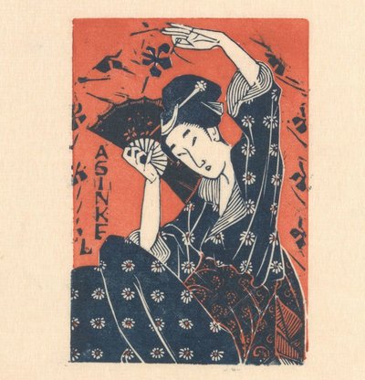 Kartka reklamowa od A. Sinkela z Japonką autorstwa Mathieu Lauweriks