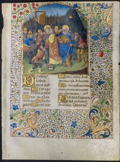 Kartka z Księgi Godzin: Zdrada Chrystusa, ok. godz. 1470-1485. autorstwa Maître François