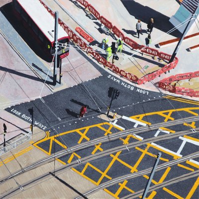 Check Your Travel, 2020 (akryl na panelu) autorstwa Matt Bannister