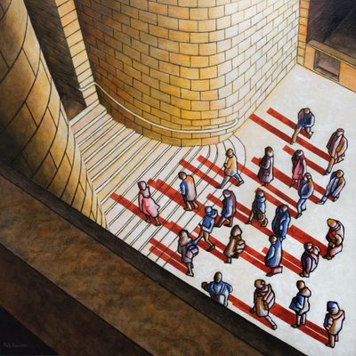 Footfall, 2018 (akryl na panelu) autorstwa Matt Bannister