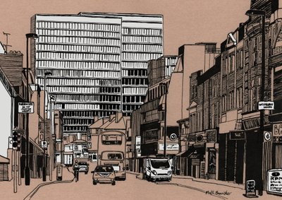 South End - Croydon, 2016 (tusz akrylowy na płycie) autorstwa Matt Bannister