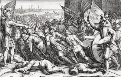 Zaokrętowanie wojsk Ferdynanda I Medyceusza (rycina) autorstwa Matteo (after) Rosselli