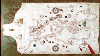 Mapa Morza Śródziemnego (portolan autorstwa Matteo Prunes