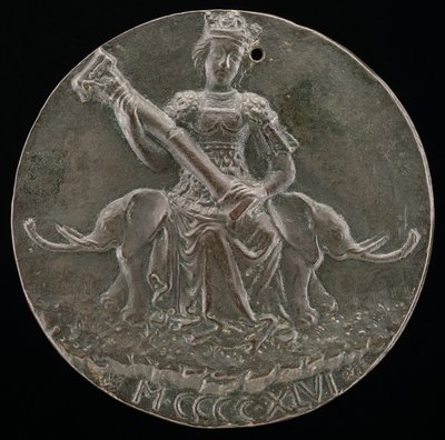 Męstwo trzymające złamaną kolumnę [rewers], 1446. autorstwa Matteo di Andrea de Pasti