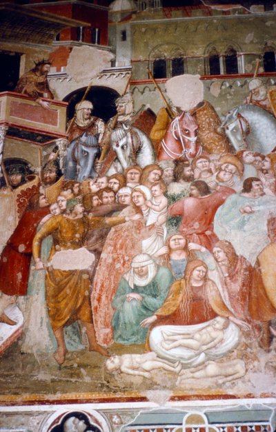 Masakra Niewiniątek, fresk w kościele Santi Agostino, Siena, 1482. autorstwa Matteo di Giovanni