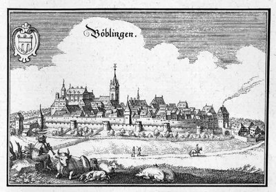 Böblingen - fragment Topographia Sueviae (Szwabia) autorstwa Matthaus Merian