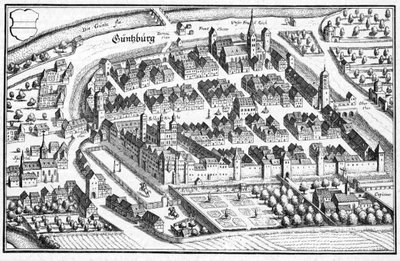 Güntzburg - fragment Topographia Sueviae (Szwabia) autorstwa Matthaus Merian