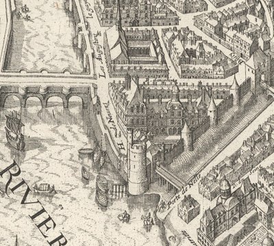 Hôtel de Nevers na planie Paryża według Meriana z 1615 roku - David Rumsey autorstwa Matthaus Merian