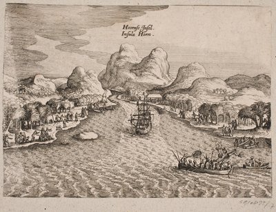 Opis Hornøen (wyspa Horn) autorstwa Matthäus Merian d.Æ.