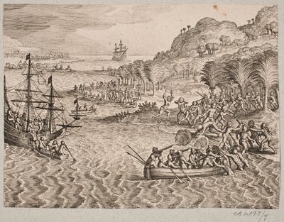 O lądowaniu Holendrów na bezdennej wyspie autorstwa Matthäus Merian d.Æ.