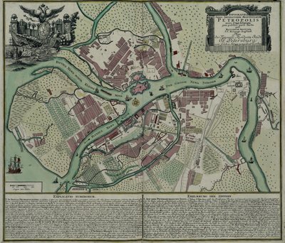 Mapa Petersburga, 1744 autorstwa Matthaeus Seutter