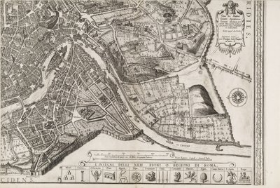 Mapa Rzymu. Dolna prawa część autorstwa Matthaus Greuter