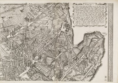 Mapa Rzymu, górna prawa część autorstwa Matthaus Greuter