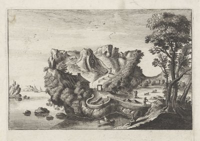 Antropomorficzny krajobraz w formie głowy mężczyzny autorstwa Matthaus the Elder (after) Merian