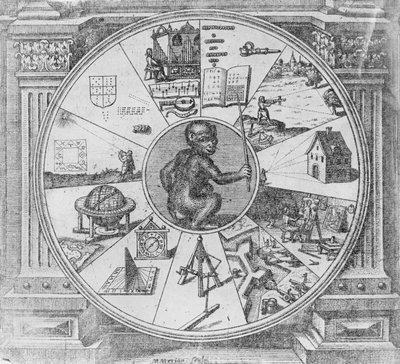 Frontyspis do gigantycznej historii kosmicznej Roberta Fludda autorstwa Matthaus the Elder Merian