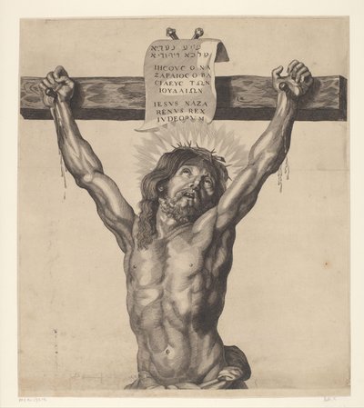 Chrystus na krzyżu Seria Ecce Homo, Chrystus Ukrzyżowany, Dziewica Maryja i Jan Ewangelista (tytuł serii) autorstwa Mattheus Borrekens