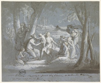 Telemach i Kalipso bawią się z Amor autorstwa Mattheus Ignatius van Bree