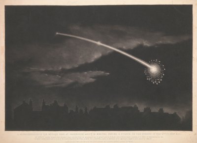 Przedstawienie meteoru widzianego w Paddington około 12 minut przed godziną 11 wieczorem 11 lutego 1850 r. autorstwa Matthew Cotes Wyatt