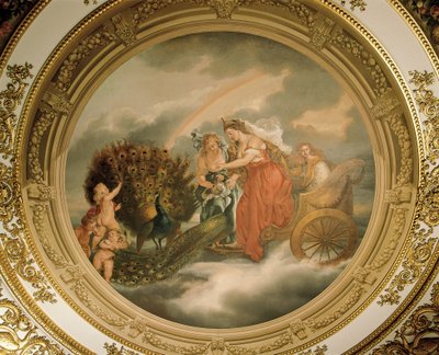 Juno w swoim rydwanie w towarzystwie dwóch pawi, Sufit salonu Elizabeth autorstwa Matthew Cotes Wyatt