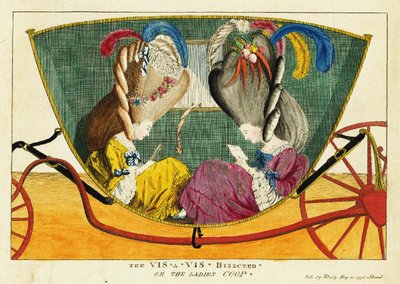 Vis-a-vis przepołowiona, czyli szopka dla kobiet, 1776. autorstwa Matthew Darly
