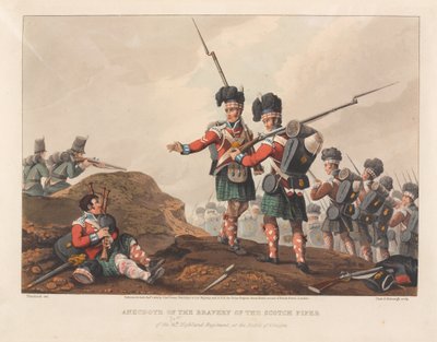 Anegdota o odwadze szkockiego kobziarza z 71 Pułku Highland w bitwie pod Vimiero autorstwa Matthew Dubourg