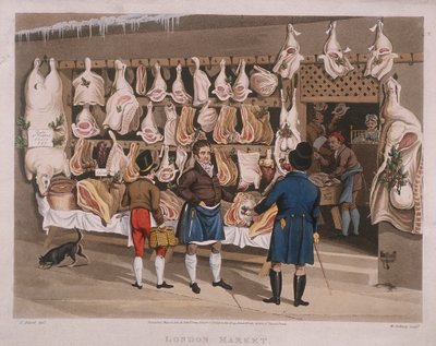 London Market”, sklep mięsny, 1822 autorstwa Matthew Dubourg