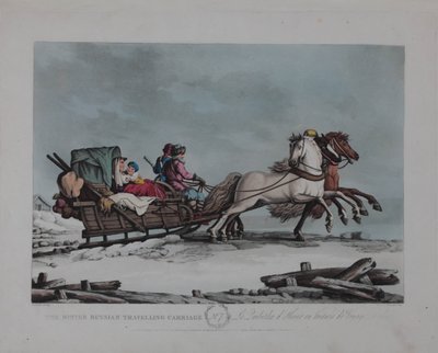 Zimowy rosyjski powóz podróżny, lata 1810 autorstwa Matthew Dubourg